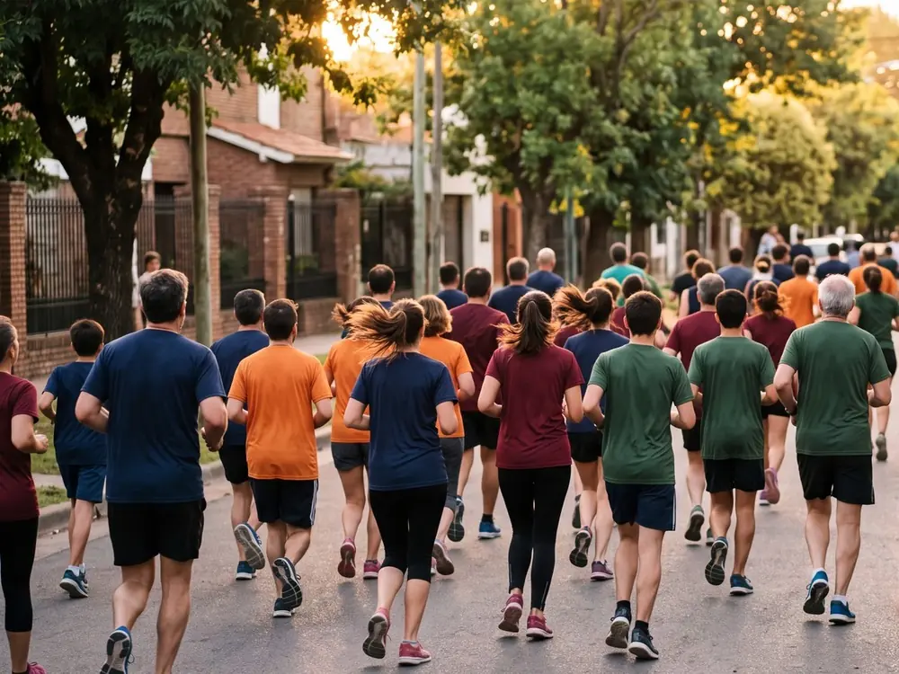 Participantes de una carrera solidaria con remeras de la causa